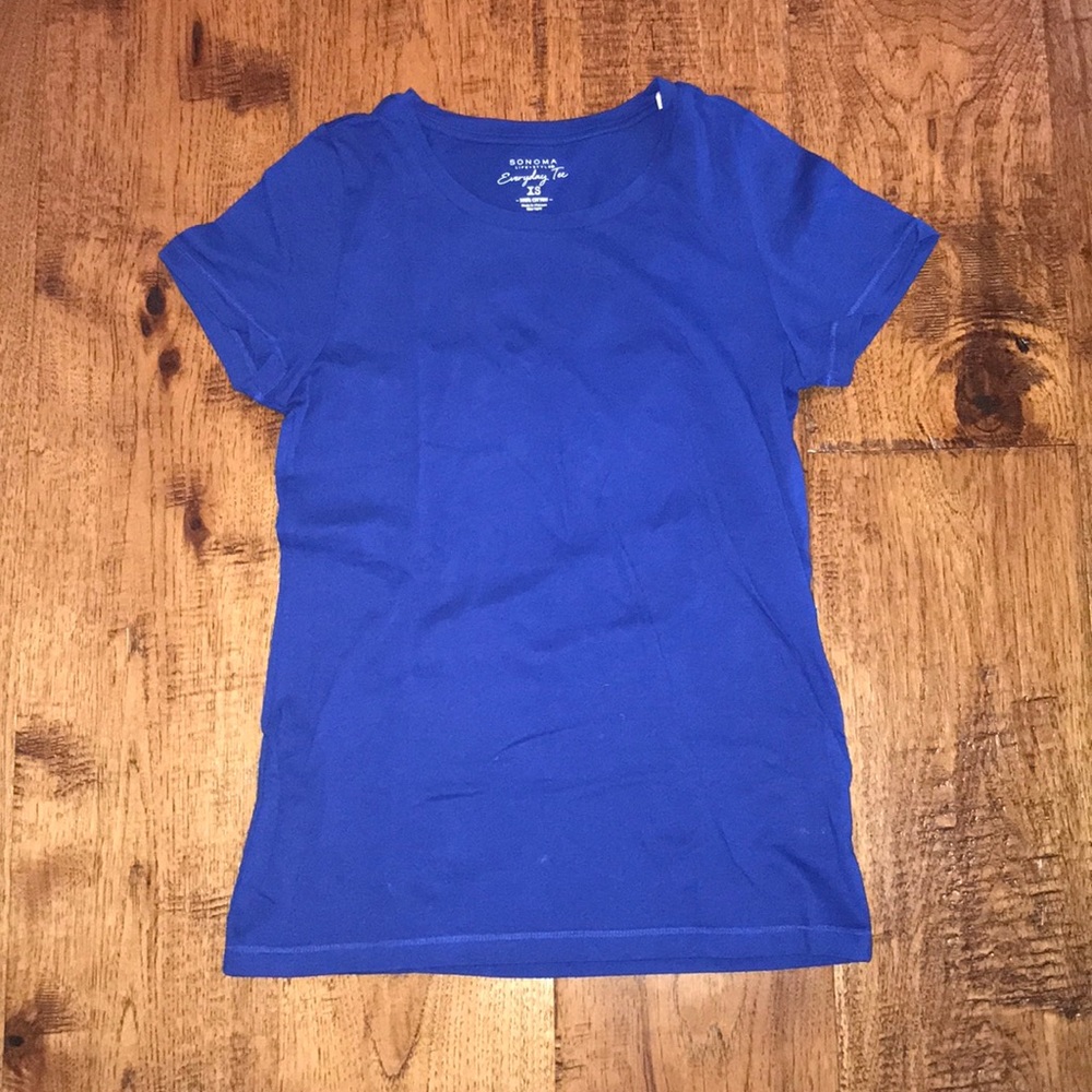 Blue Scoop Neck T-Shirt